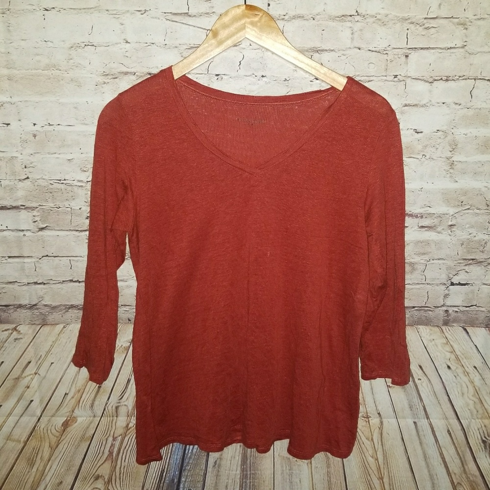 Eileen Fisher 100% Linen Long Sleeve Top